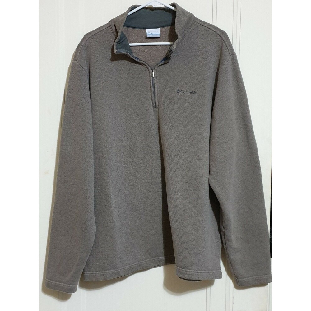 Columbia Men's Quarter Zip Pullover Size XL Sweater Sweatshirt Tan/Brown